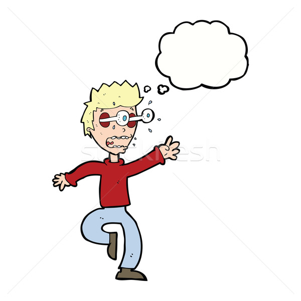cartoon terrified man with eyes popping out with thought bubble Stock photo © lineartestpilot
