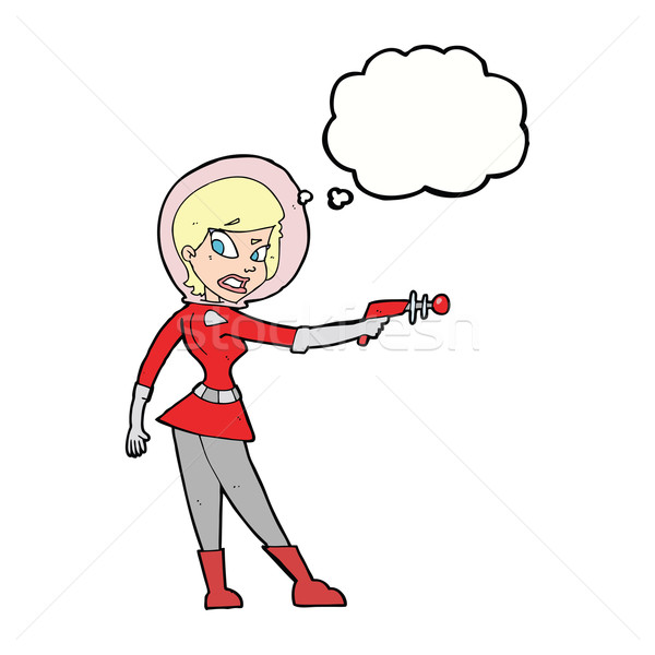 cartoon sci fi girl with thought bubble Stock photo © lineartestpilot
