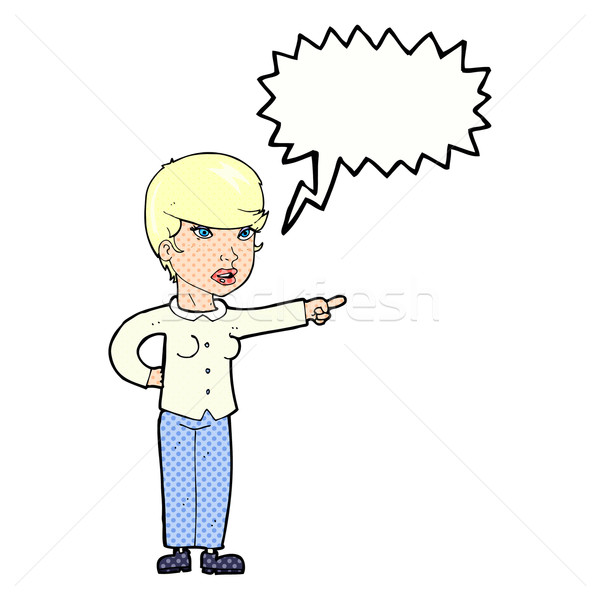 cartoon woman pointing finger of blame with speech bubble Stock photo © lineartestpilot