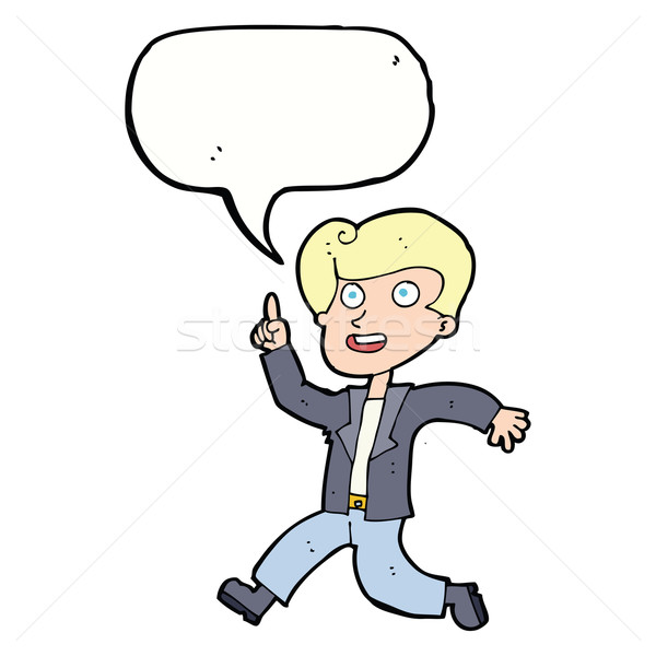 Stock photo: cartoon man with great idea with speech bubble