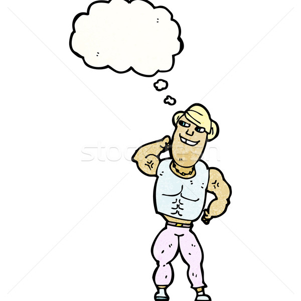 cartoon body builder with thought bubble Stock photo © lineartestpilot