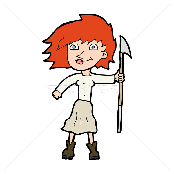 cartoon woman with spear Stock photo © lineartestpilot