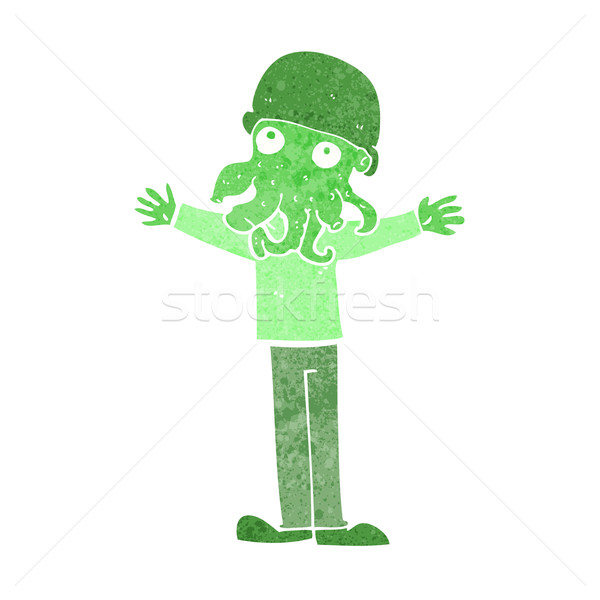 Desen animat străin calmar faţă om mână Imagine de stoc © lineartestpilot