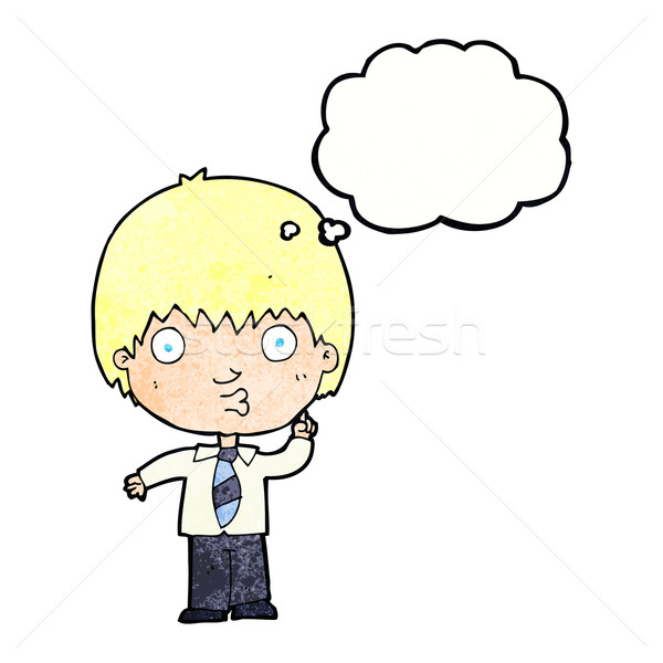 cartoon school boy answering question with thought bubble Stock photo © lineartestpilot