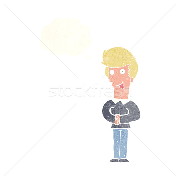 cartoon man sticking out tongue with thought bubble Stock photo © lineartestpilot