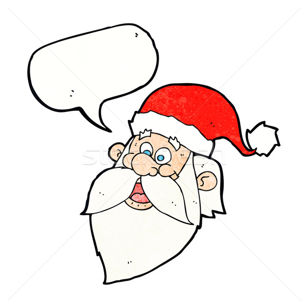 cartoon jolly santa claus face with speech bubble Stock photo © lineartestpilot