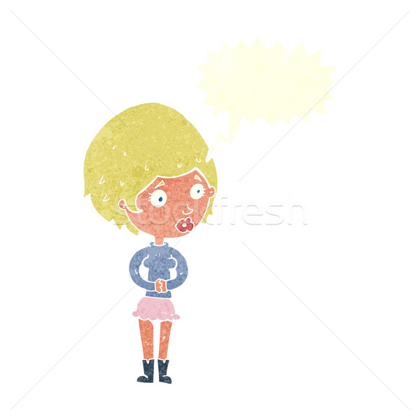 cartoon concerned woman with speech bubble Stock photo © lineartestpilot