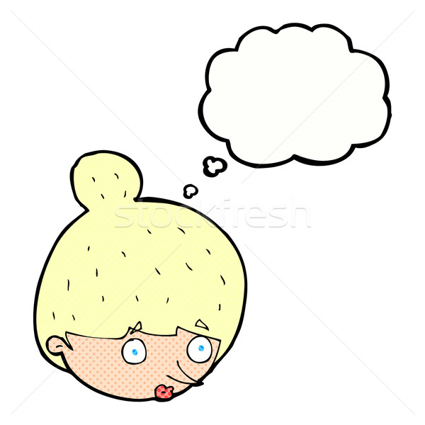 cartoon surprised woman's face with thought bubble Stock photo © lineartestpilot