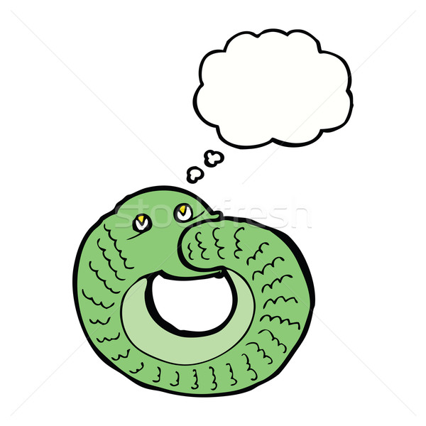 [[stock_photo]]: Cartoon · serpent · manger · propre · queue · bulle · de · pensée