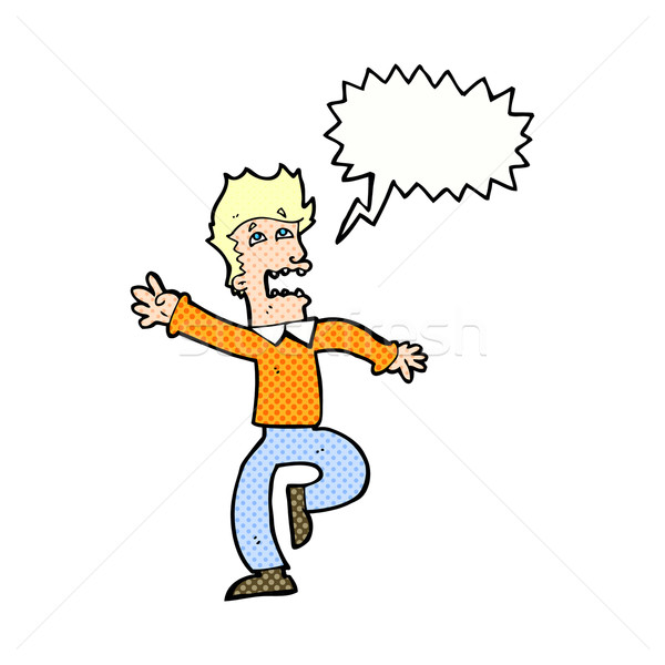 cartoon man panicking with speech bubble Stock photo © lineartestpilot