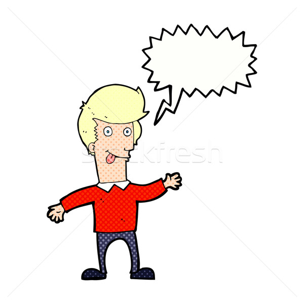 cartoon man sticking out tongue with speech bubble Stock photo © lineartestpilot