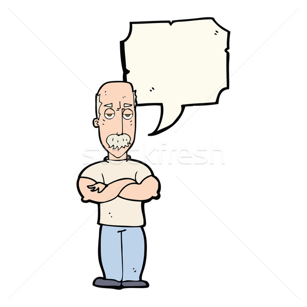 Desenho animado zangado homem bigode balão de fala mão Foto stock © lineartestpilot