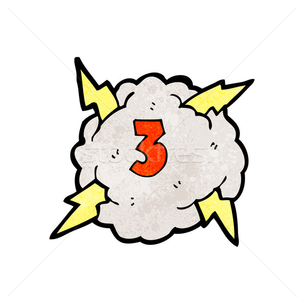 cartoon thunder cloud with number three Stock photo © lineartestpilot