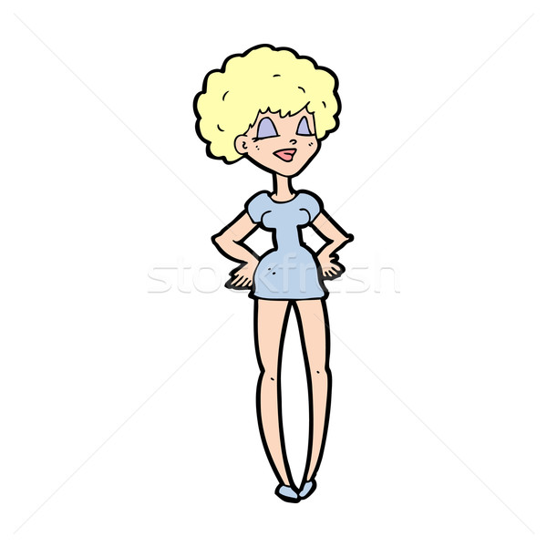 Cartoon heureux femme mains hanches main [[stock_photo]] © lineartestpilot