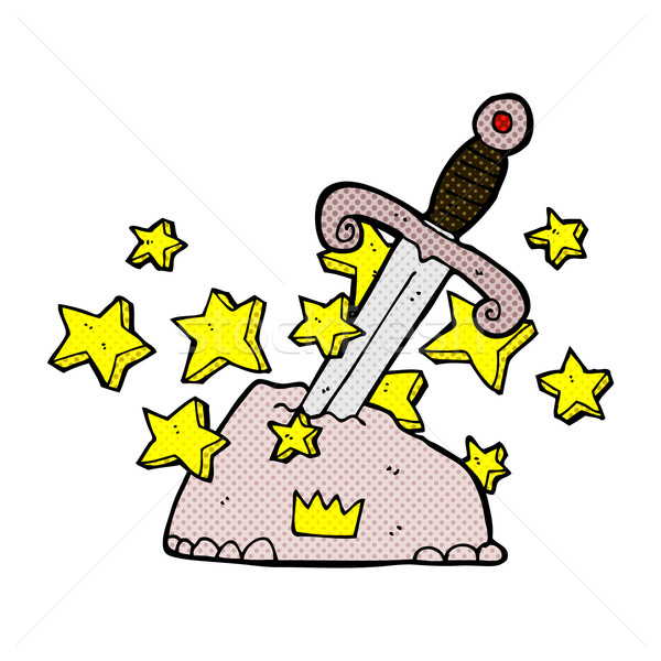 comic cartoon magical sword in stone Stock photo © lineartestpilot