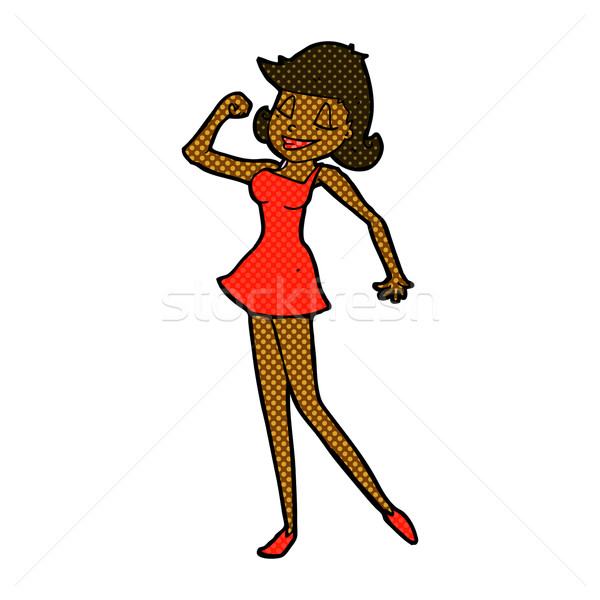 Cômico desenho animado mulher lata atitude retro Foto stock © lineartestpilot