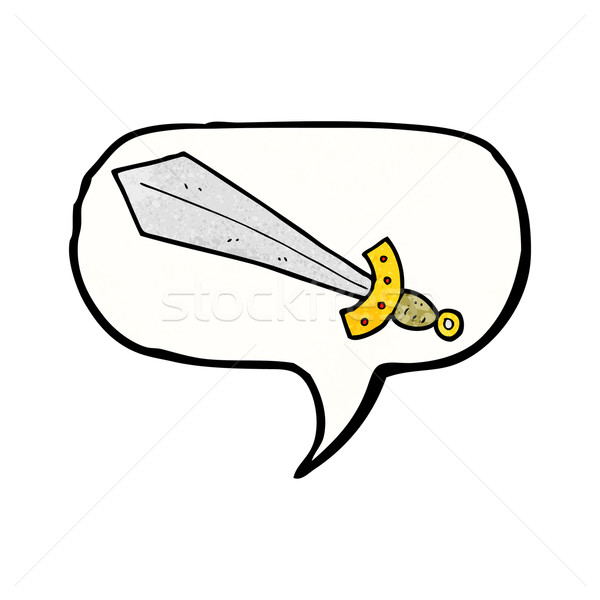 Karikatür kılıç konuşma balonu el dizayn çılgın Stok fotoğraf © lineartestpilot