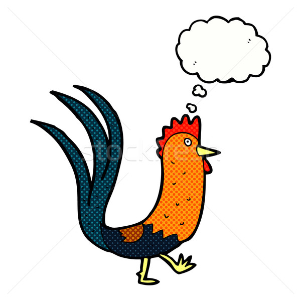 cartoon cockerel with thought bubble Stock photo © lineartestpilot