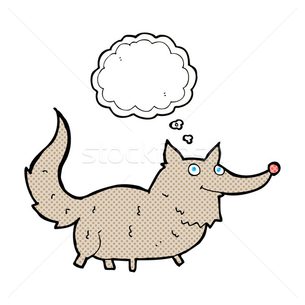 Cartoon peu loup bulle de pensée main design [[stock_photo]] © lineartestpilot