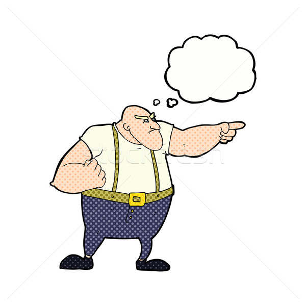 [[stock_photo]]: Cartoon · colère · résistant · Guy · pointant · bulle · de · pensée