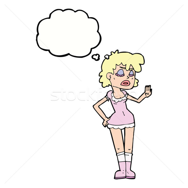 cartoon woman making dismissive gesture with thought bubble Stock photo © lineartestpilot