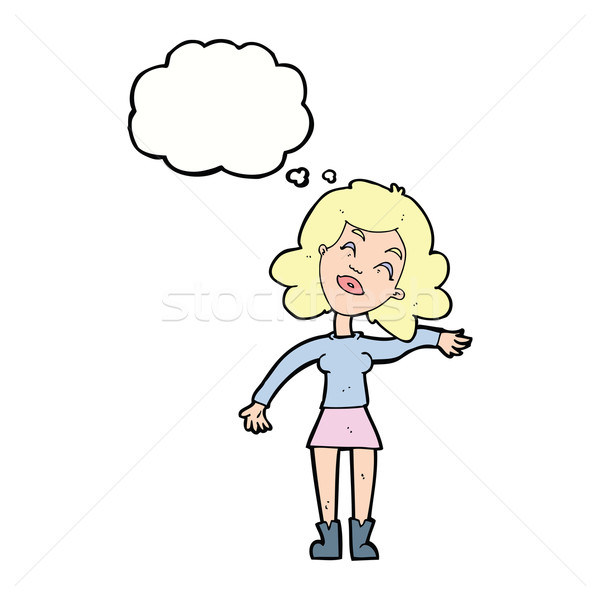 Cartoon женщину шутливый мысли пузырь стороны дизайна Сток-фото © lineartestpilot