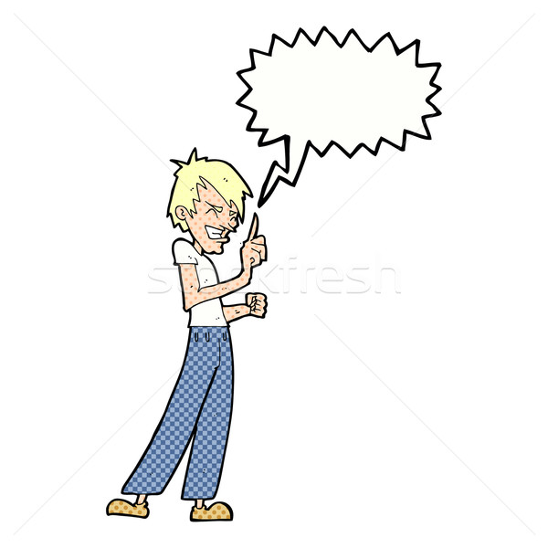 Stock photo: cartoon angry man arguing with speech bubble