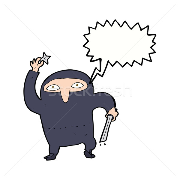 Karikatür ninja konuşma balonu el dizayn sanat Stok fotoğraf © lineartestpilot