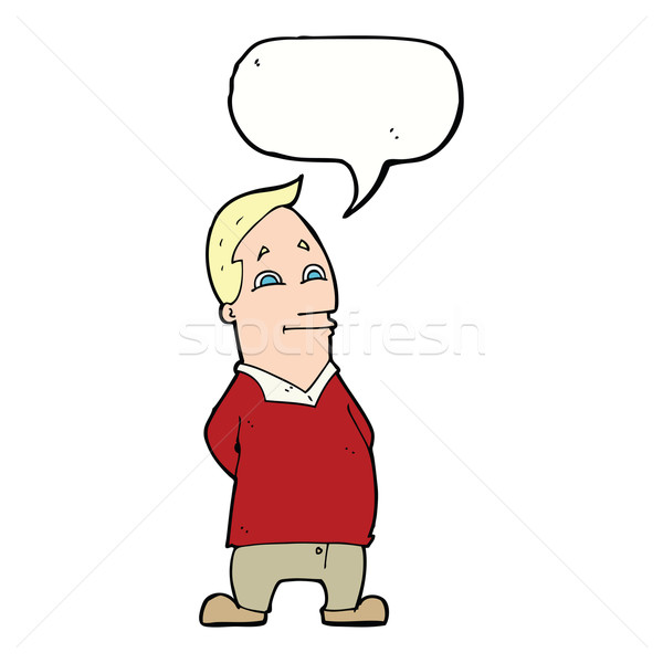 Cartoon vriendelijk man tekstballon hand ontwerp Stockfoto © lineartestpilot