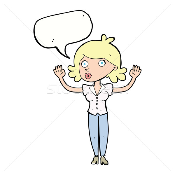 cartoon woman surrendering with speech bubble Stock photo © lineartestpilot
