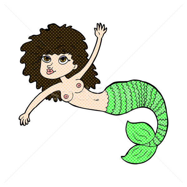 Cômico desenho animado sereia retro Foto stock © lineartestpilot