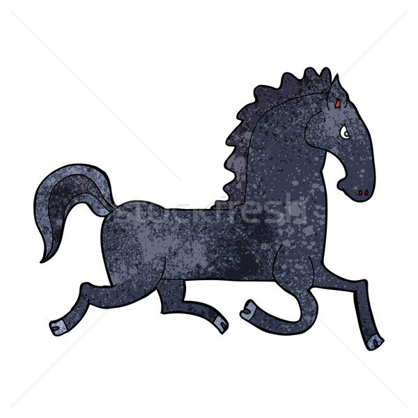 cartoon running black stallion Stock photo © lineartestpilot