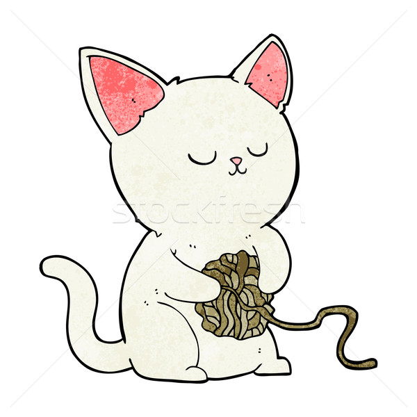 cartoon cat playing with ball of yarn Stock photo © lineartestpilot