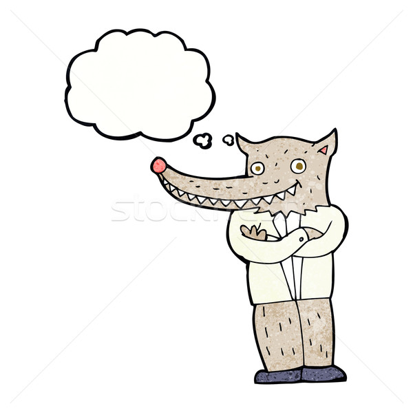 cartoon wolf man with thought bubble Stock photo © lineartestpilot