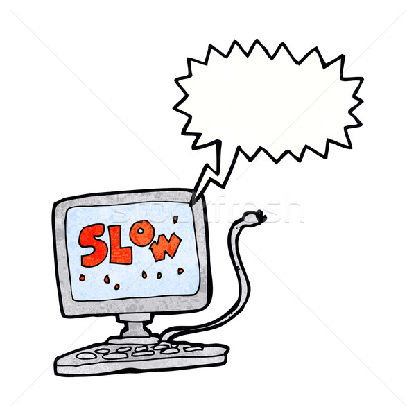 cartoon slow computer with speech bubble Stock photo © lineartestpilot