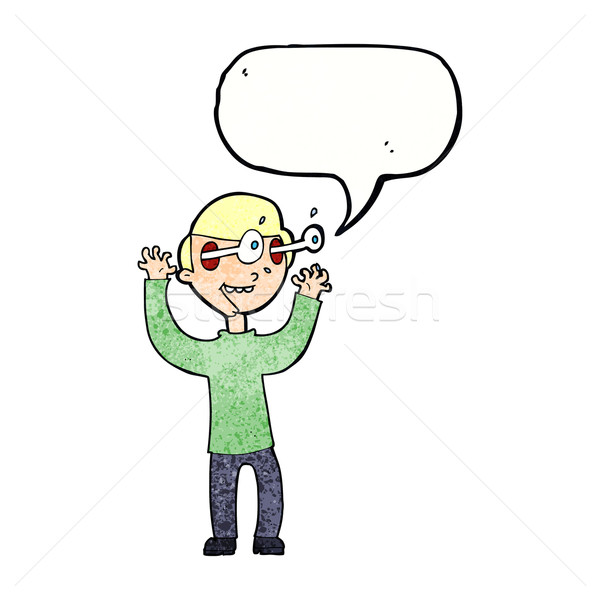 cartoon man with popping out eyes with speech bubble Stock photo © lineartestpilot