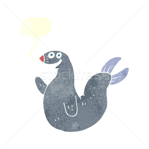 cartoon happy seal with speech bubble Stock photo © lineartestpilot