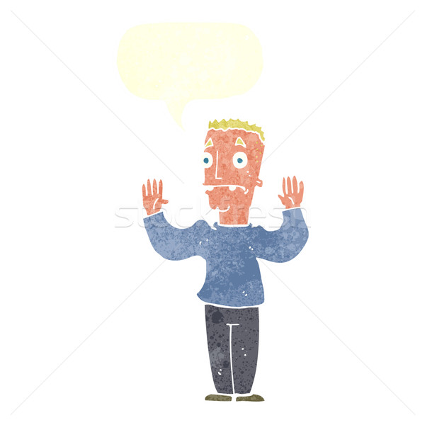 cartoon man surrendering with speech bubble Stock photo © lineartestpilot