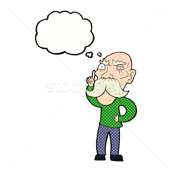 Cartoon geërgerd oude man gedachte bel hand man Stockfoto © lineartestpilot