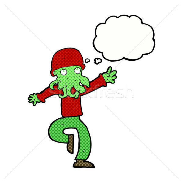 Cartoon obcych potwora człowiek bubble myśl strony Zdjęcia stock © lineartestpilot