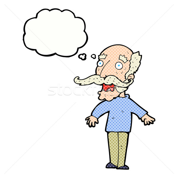 cartoon old man gasping in surprise with thought bubble Stock photo © lineartestpilot