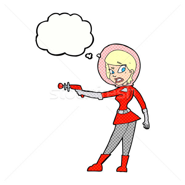 cartoon sci fi girl with thought bubble Stock photo © lineartestpilot