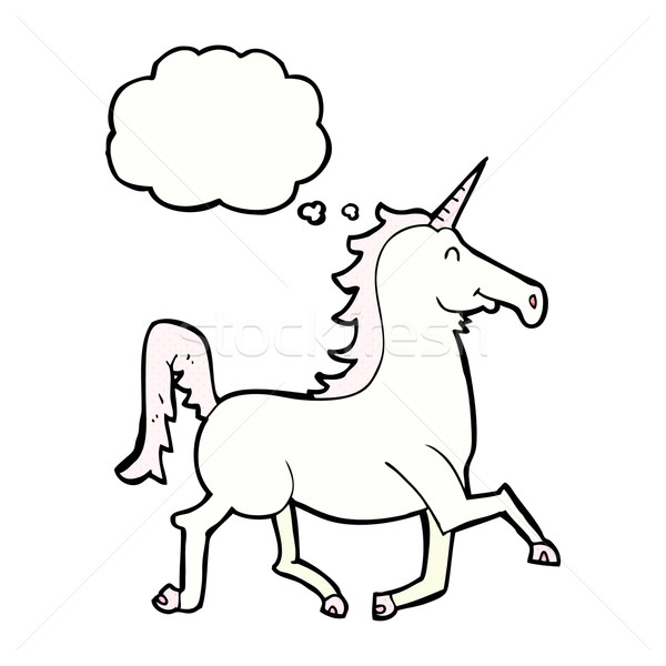 cartoon unicorn with thought bubble Stock photo © lineartestpilot