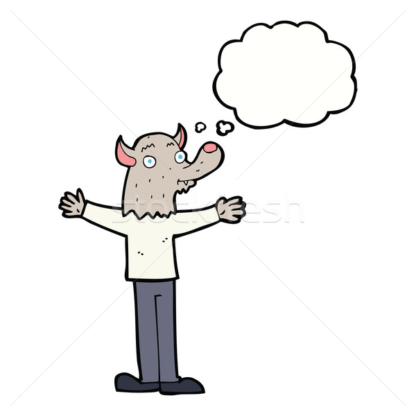 cartoon friendly werewolf with thought bubble Stock photo © lineartestpilot