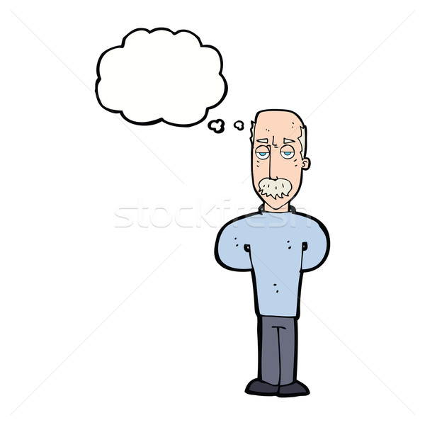 cartoon annoyed balding man with thought bubble Stock photo © lineartestpilot