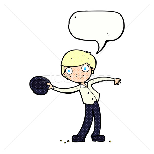 cartoon man tipping hat with speech bubble Stock photo © lineartestpilot