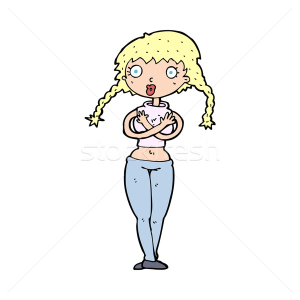 cartoon offended woman covering herself Stock photo © lineartestpilot