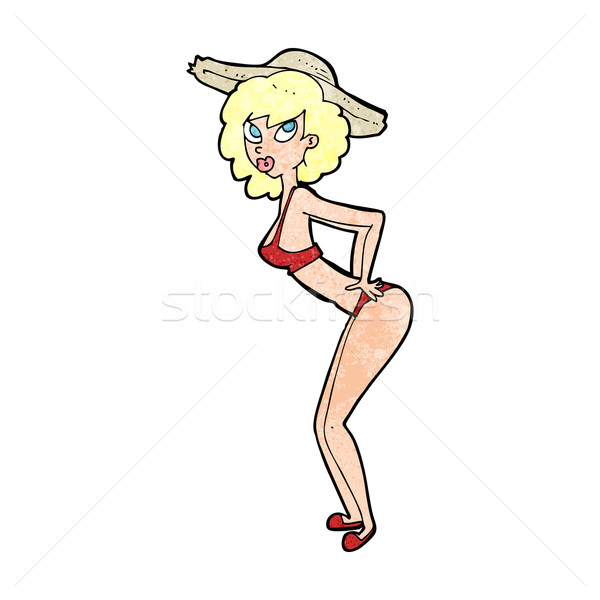 Stock photo: cartoon pin-up beach girl