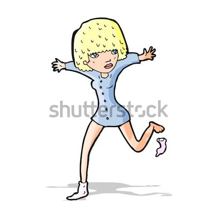 cartoon woman kicking off sock Stock photo © lineartestpilot