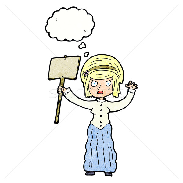 cartoon vicorian woman protesting with thought bubble Stock photo © lineartestpilot